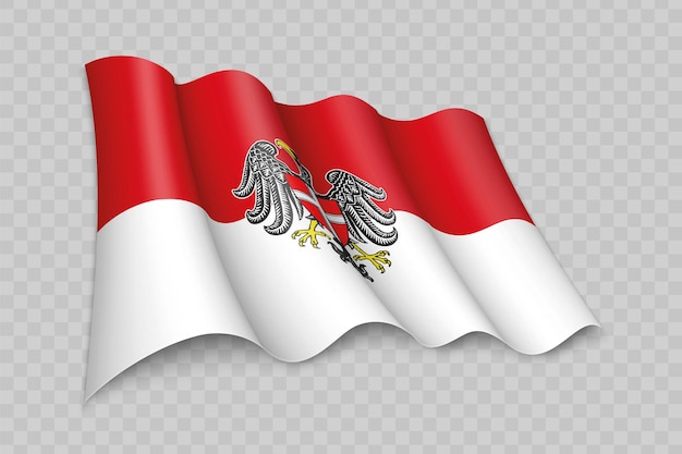 La bandera que agita realista 3D de Viena es un estado de Austria