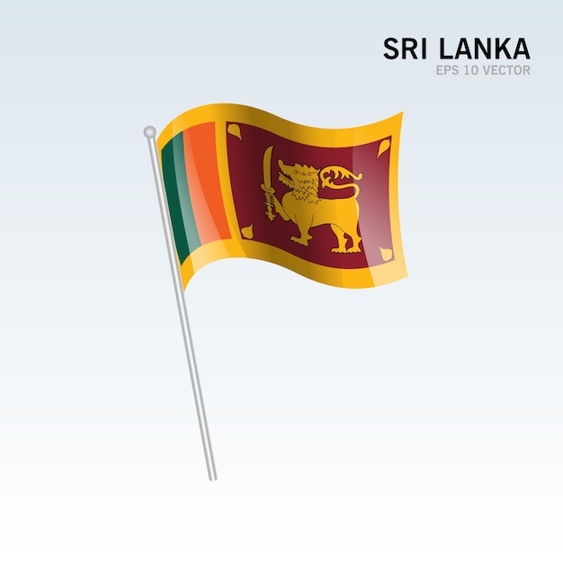 Vector bandera que agita de sri lanka aislada en fondo gris