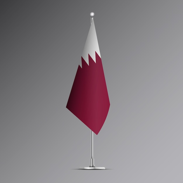 Bandera realista en 3D de Qatar en un poste de acero