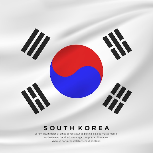 Bandera realista de corea del sur bandera de corea del sur ilustración vectorial