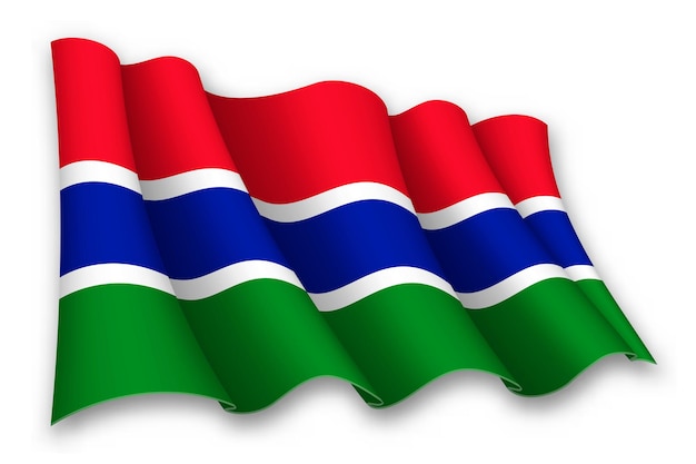 Vector la bandera realista de gambia en movimiento