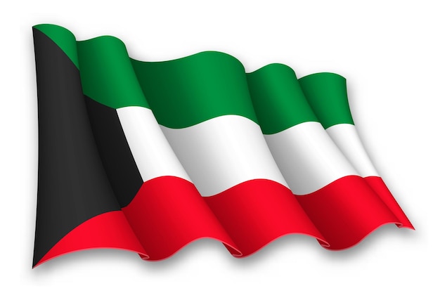 La bandera realista de Kuwait en movimiento