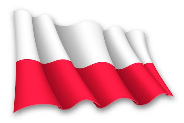 Vector la bandera realista de polonia en movimiento