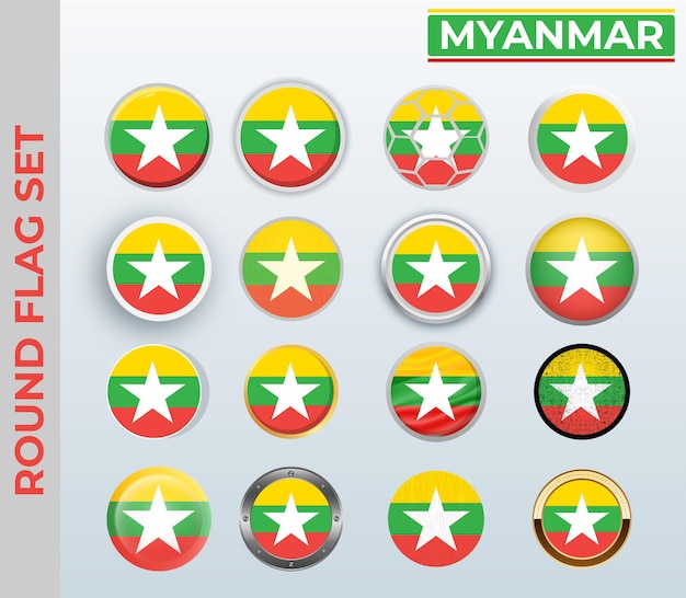 Bandera redonda de Myanmar Con 16 estilos diferentes