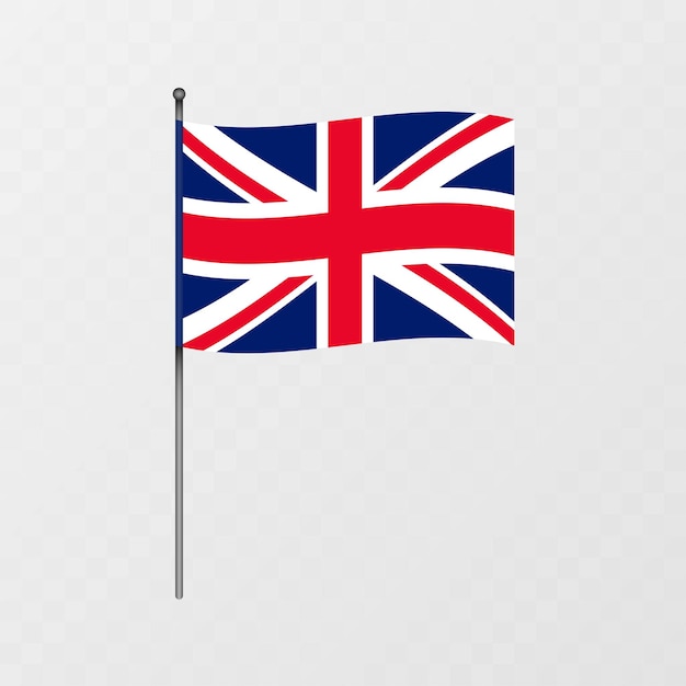 Bandera del Reino Unido en el mástil Ilustración vectorial