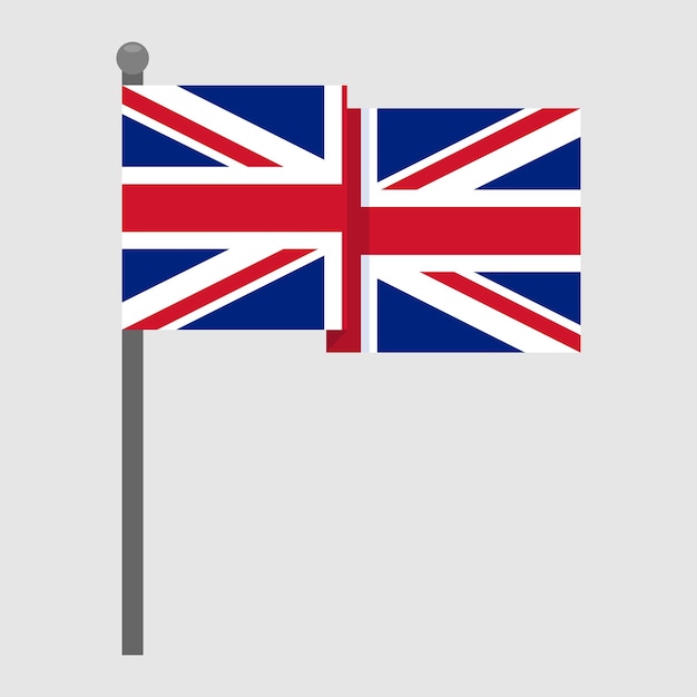La bandera del Reino Unido ondeando en un mástil gris