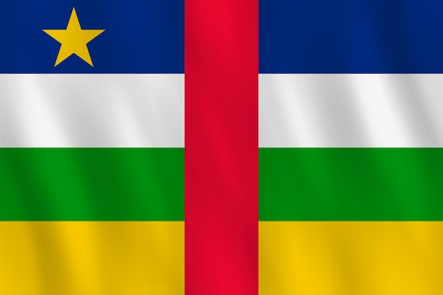 Bandera de República Centroafricana con efecto ondulado, proporción oficial.
