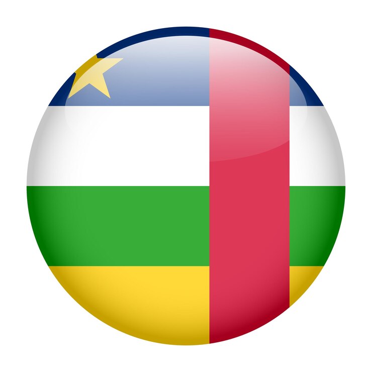 Vector bandera de la república centroafricana icono redondo y brillante del botón