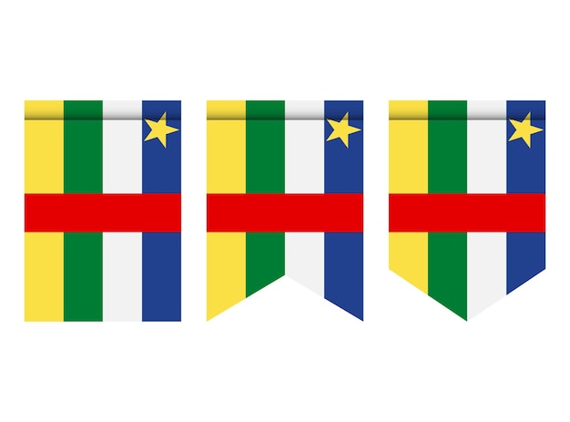 Bandera de la república centroafricana o banderín aislado sobre fondo blanco. icono de la bandera del banderín.