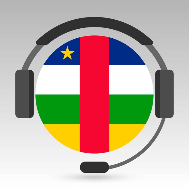 Bandera de la República Centroafricana con señal de soporte de auriculares Ilustración vectorial