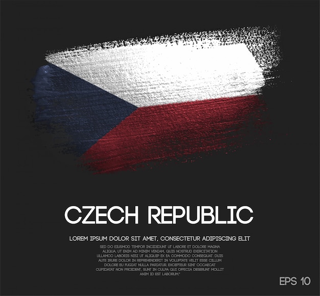 Vector bandera de la república checa hecha de pintura brillo sparkle brush