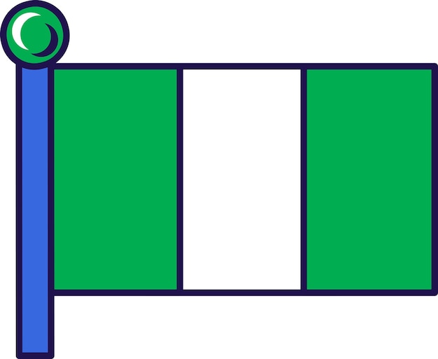 Bandera de la república federal de Nigeria en el eje de la bandera vector bicolor vertical tribanda de verde y blanco país africano símbolo nacional de la independencia y el patriotismo ilustración de dibujos animados plana