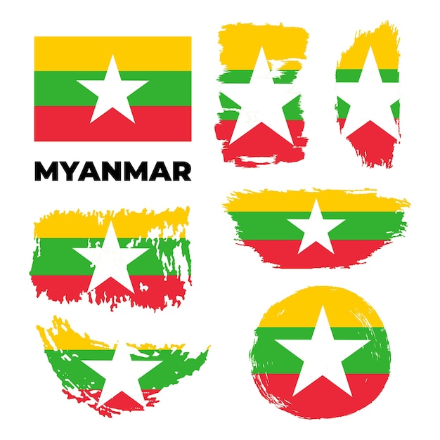 Vector bandera de la república de myanmar en posición estática