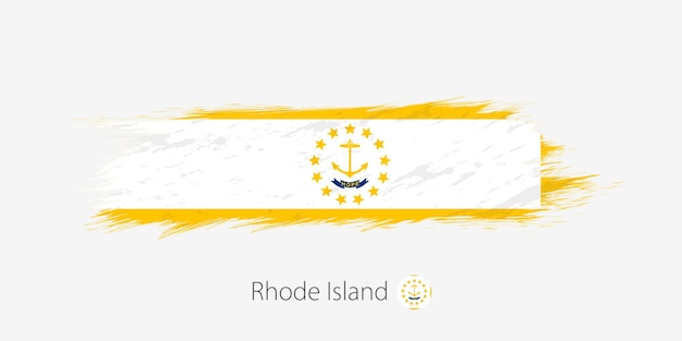 Bandera de rhode island ee. uu. estado grunge trazo de pincel abstracto sobre fondo gris