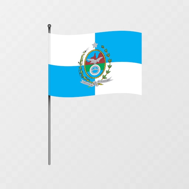 La bandera de Río de Janeiro en el mástil Ilustración vectorial