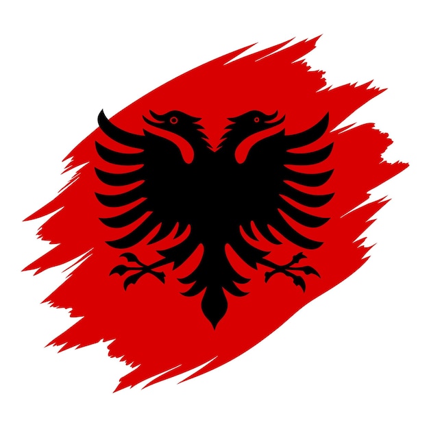 Vector una bandera roja de albania con un águila negra en ella