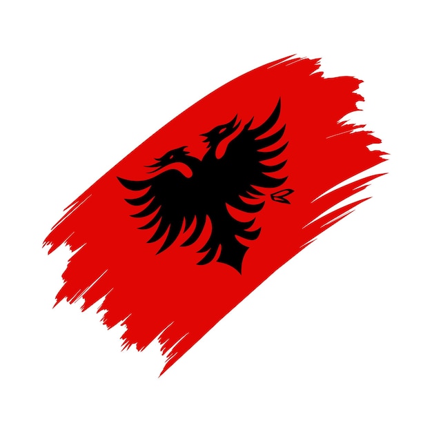 Vector una bandera roja de albania con un águila negra en ella