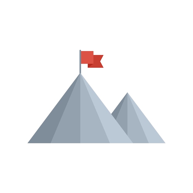 La bandera roja alcanzando el pico de la montaña simboliza el éxito