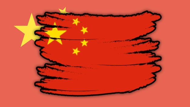 Vector una bandera roja con la bandera china.