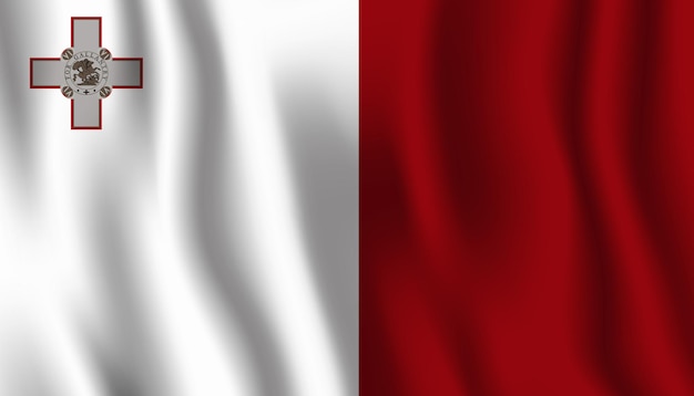 Vector una bandera roja y blanca con la palabra malta.