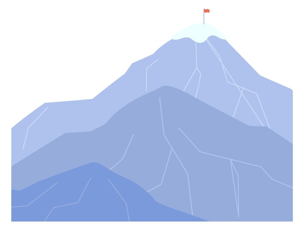 Bandera roja en la cima de la montaña Ilustración de objetivo estratégico Ilustración vectorial