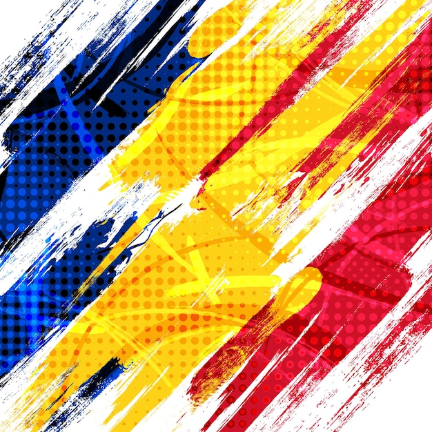 Vector bandera de rumania con estilo de trazo de pincel aislado en fondo blanco bandera de rumania