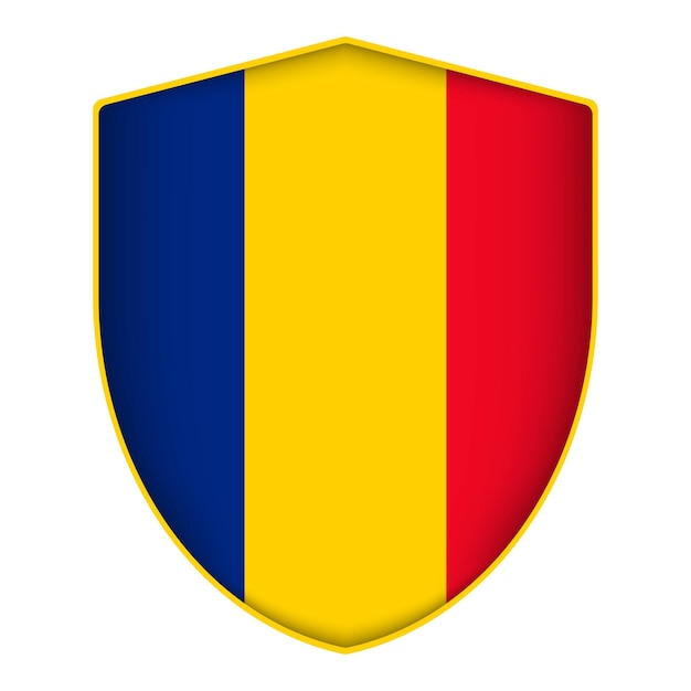 Bandera de rumania en forma de escudo ilustración vectorial