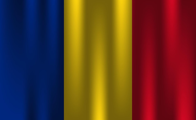 Vector bandera de rumania país nación símbolo 3d textil satinado efecto fondo papel pintado vector