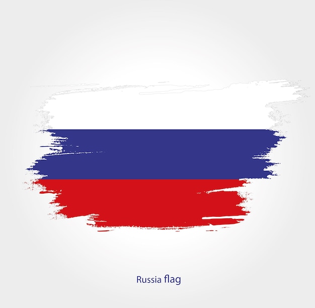 Bandera de Rusia con pincel de acuarela