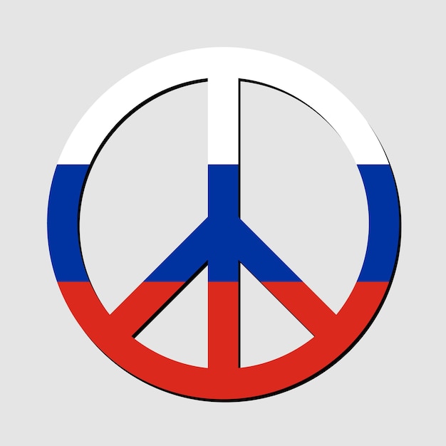 Bandera de rusia en símbolo de paz no hay guerra concepto pacífico ilustración vectorial