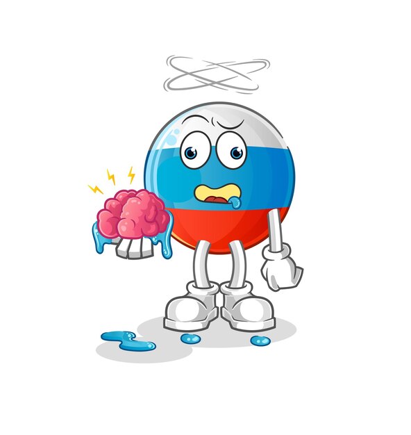 Bandera de Rusia sin vector de cerebro. personaje animado