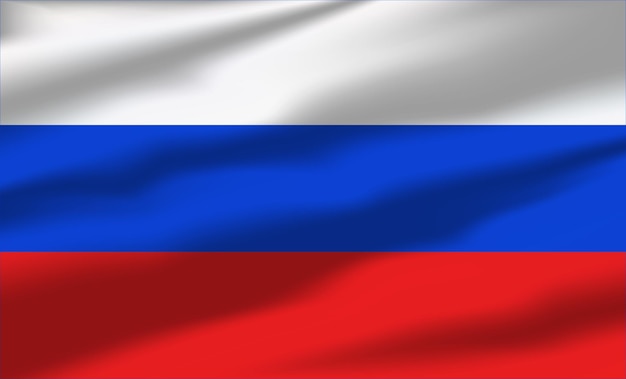 Bandera de Rusia vectorial ondeando banderas que fluyen realistas