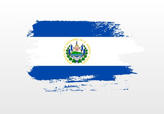 Vector bandera de el salvador pintada con pincel de estilo moderno con fondo sólido