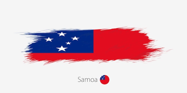 Bandera de samoa grunge trazo de pincel abstracto sobre fondo gris