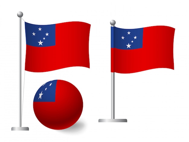 Bandera de Samoa en icono de polo y bola
