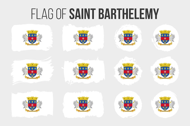 Bandera de San Bartolomé Trazo de pincel de ilustración y banderas grunge de San Bartolomé aisladas
