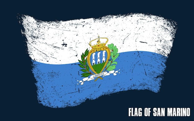 Bandera de San Marino de época con efecto Grunge con trazo de pincel