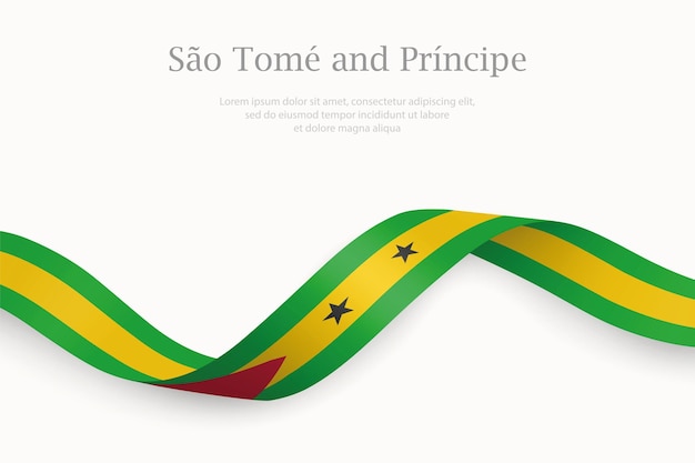 La bandera de Santo Tomé y Príncipe en la cinta de agitar