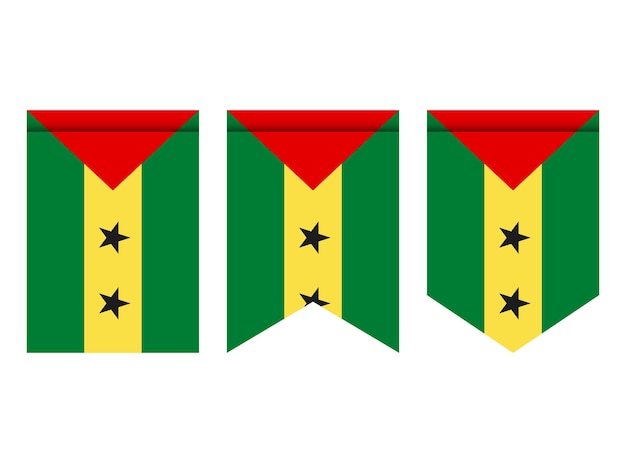 Bandera de Santo Tomé y Príncipe o banderín aislado sobre fondo blanco. Icono de la bandera del banderín.
