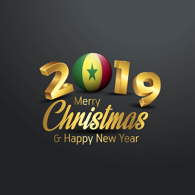 Bandera de senegal 2019 tipografía de feliz navidad