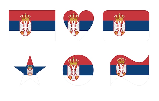 Vector bandera de serbia en seis formas ilustración vectorial