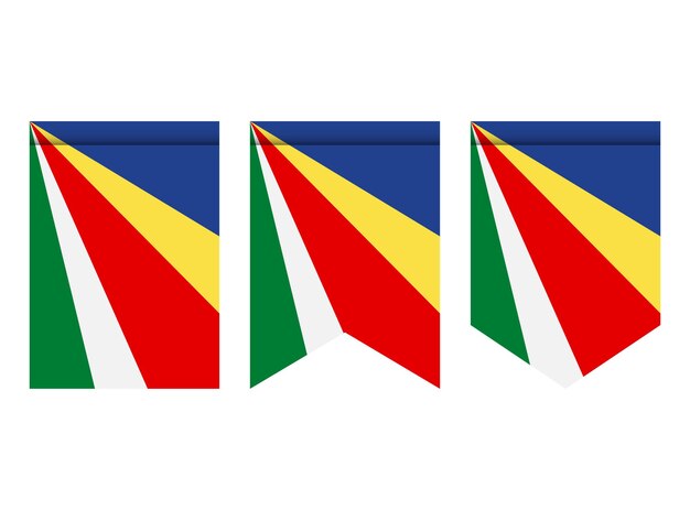 Bandera de Seychelles o banderín aislado sobre fondo blanco. Icono de la bandera del banderín bandera o banderín aislado sobre fondo blanco. Icono de la bandera del banderín.