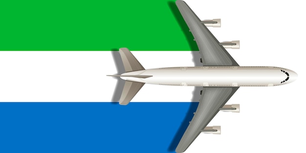 Bandera de Sierra Leona con un avión volando sobre ella Imagen vectorial