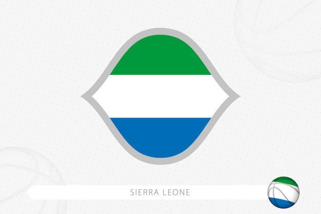 Bandera de sierra leona para la competencia de baloncesto sobre fondo de baloncesto gris.