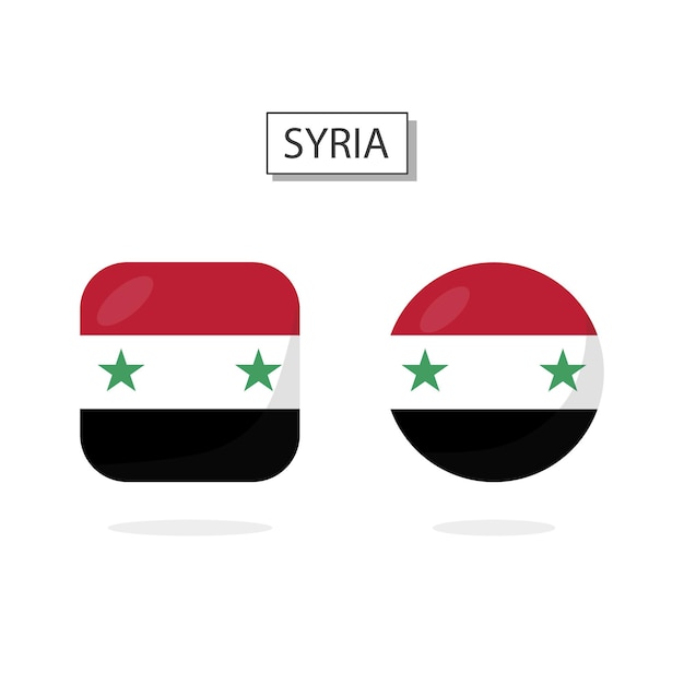 Bandera de Siria 2 Formas icono estilo de dibujos animados en 3D