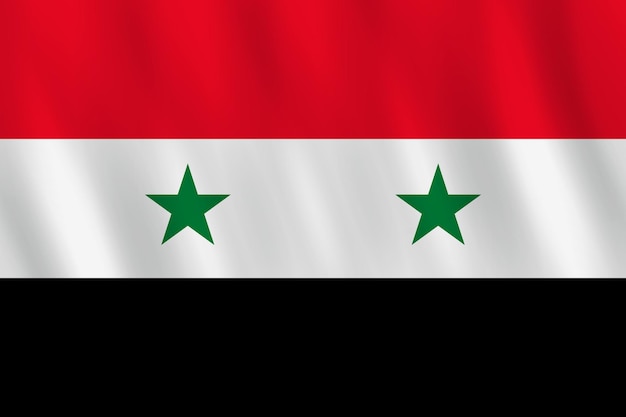 Bandera de siria con efecto ondulado, proporción oficial.