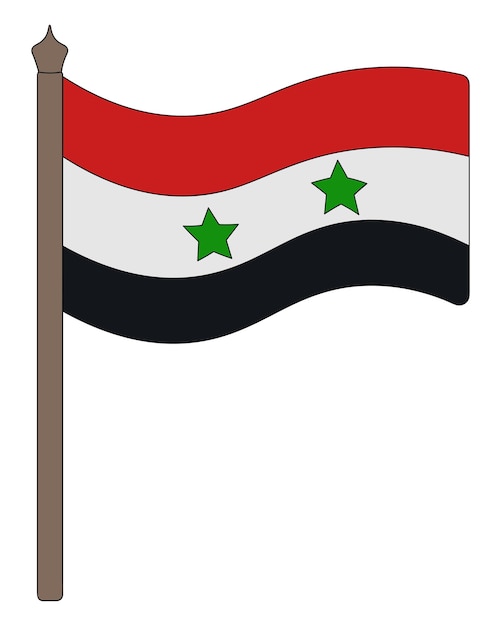 Bandera de Siria El tricolor está adornado con dos estrellas República Árabe Siria El símbolo nacional