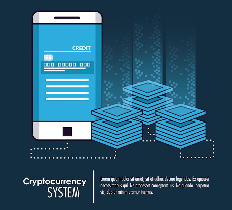Vector bandera del sistema de criptomonedas
