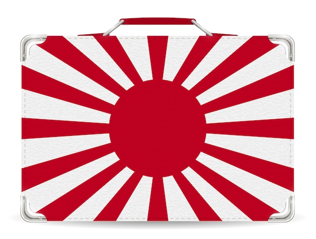 bandera de sol naciente de Japón en viajes de maleta