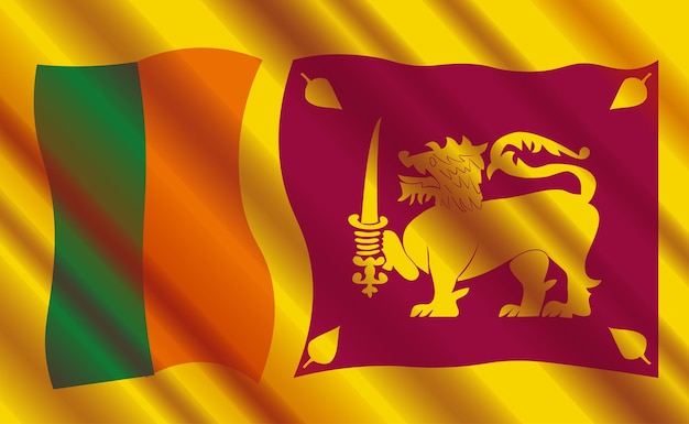 Bandera de Sri Lanka ondeando ilustración vectorial